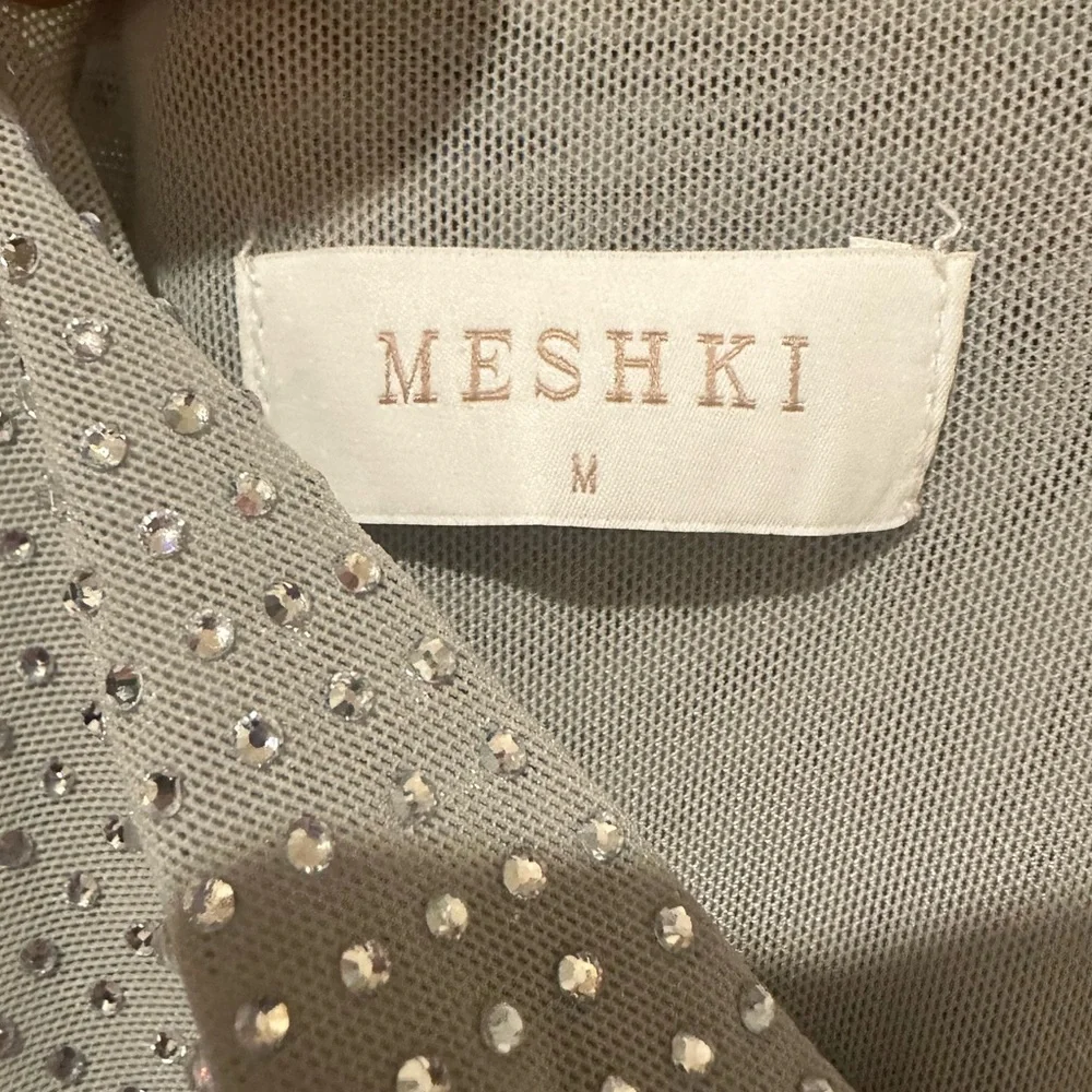 Meshki Diamanté silver maxi dress M glittery sequins - Picture 11 of 16